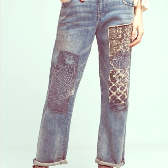 Pilcro and the Letterpress Denim - Anthropologie Pilcro embroidered boyfriend jeans